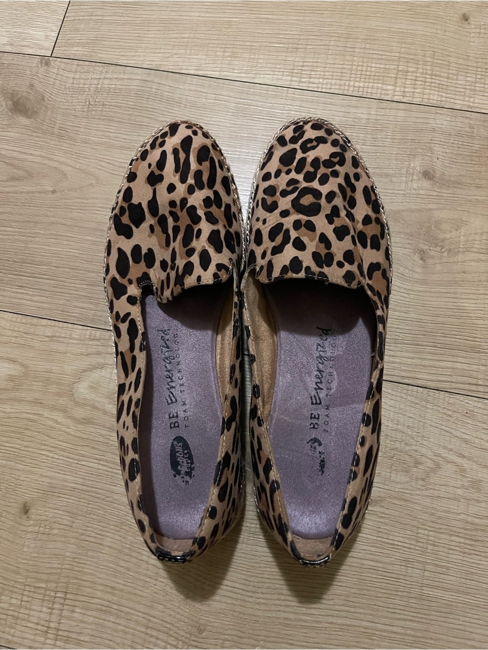 Leopard Print Slip-On Flats - Tan and Black